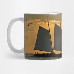 Sailing at sunset Mug